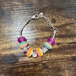 2/$5Colorful Beaded Bracelet with Silver Accents